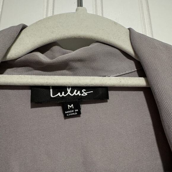 Lulus Lucky Break Light Gray Oversized Jacket Spring Summer Size Medium - Picture 5 of 7